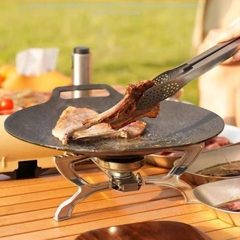 Öntöttvas Kültéri konkáv grill serpenyő – kör alakú, hordozható, bevonat nélküli, 2,1 kg
