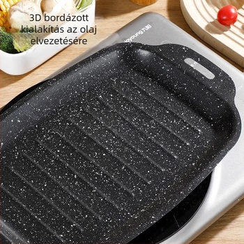 Jinshang tapadásmentes grill serpenyő barbecue-hoz, vasból készült, koreai stílusú, indukciós és nyílt láng kompatibilis
