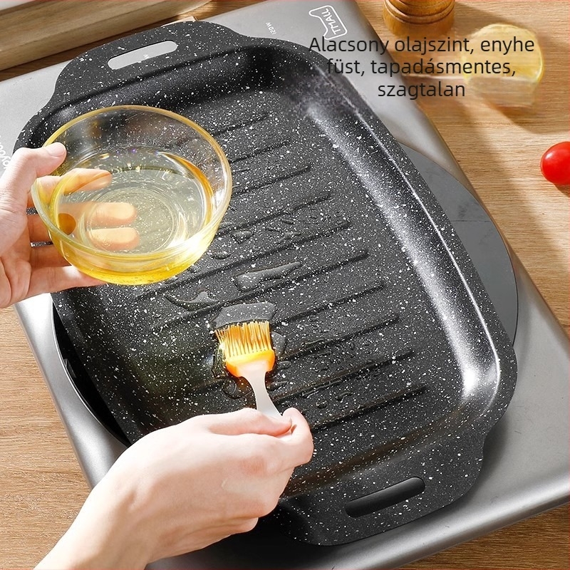 Jinshang tapadásmentes grill serpenyő barbecue-hoz, vasból készült, koreai stílusú, indukciós és nyílt láng kompatibilis