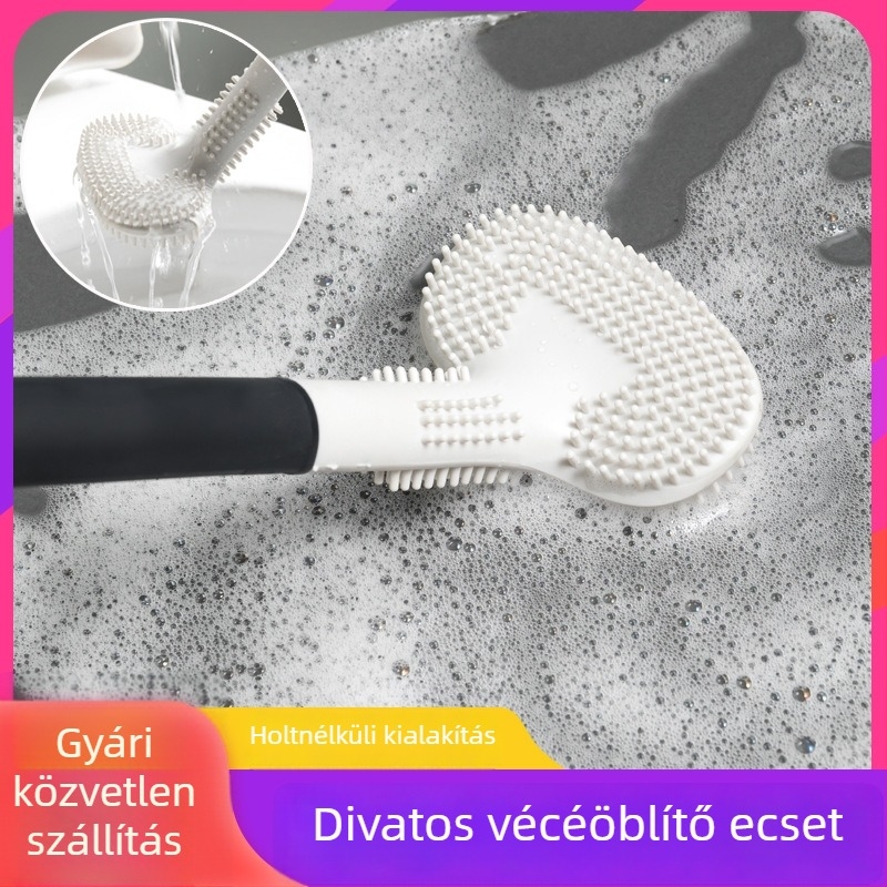 WC-kefe vastag, hosszú nyél, kétoldalas puha sörtékkel, görbült fej (Anyag: Műanyag; ~75 g; Eredet: Zhejiang)