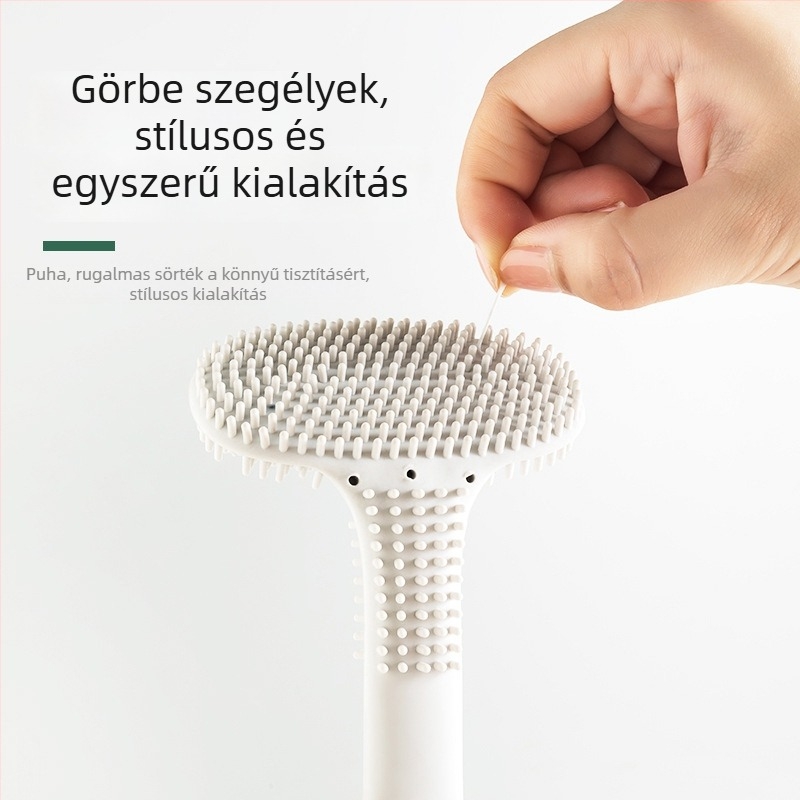 WC-kefe vastag, hosszú nyél, kétoldalas puha sörtékkel, görbült fej (Anyag: Műanyag; ~75 g; Eredet: Zhejiang)
