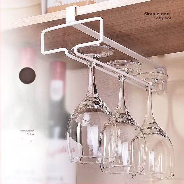 Fali borospohár tartó, fúrás nélkül, szénacélból, retro luxus stílus, tömege körülbelül 170 g