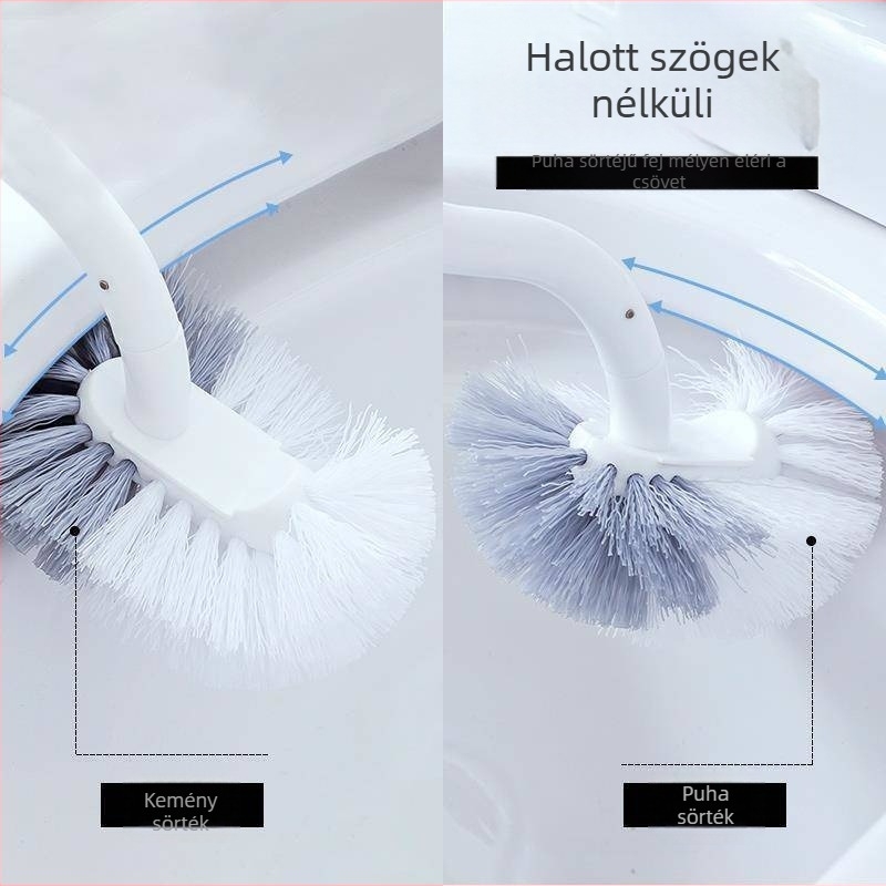 WC-törlő kefe hosszú nyele, falra szerelve, a WC közötti rések tisztítására, műanyag; súly 80 g