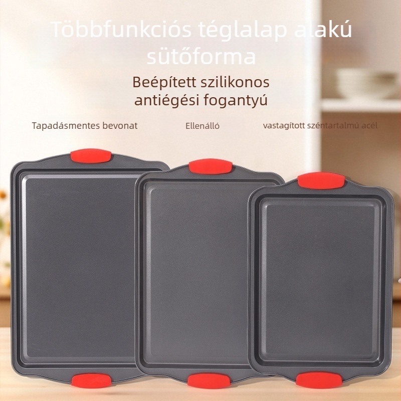 Szénacélból készült téglalap alakú tapadásmentes sütőedény süteményekhez és kekszekhez, magas hőmérséklethez