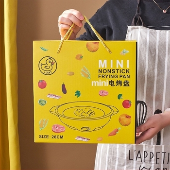 Mini elektromos serpenyő, tapadásmentes bevonattal, koreai stílusú grillserpenyő, 22/26 cm, többfunkciós