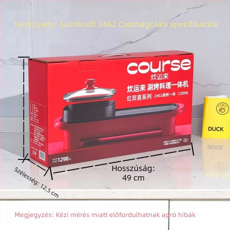 Minden egyben forró fazék és grill - Alumínium, 1200W, 220V, 1-2L, Modell KWT-SK8806