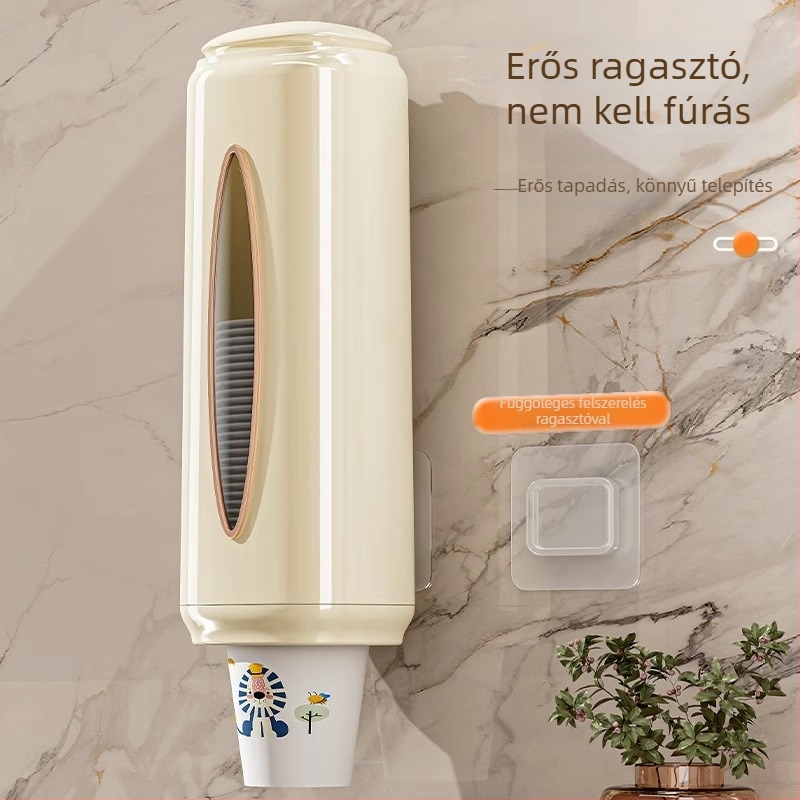 Fali pohártartó műanyagból — falra szerelhető, modern minimalist stílus, egyszer használatos poharakhoz, bevezetés télen 2025