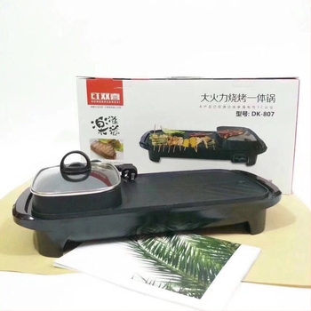 Shabu-shabu és grill elektromos edény – kombinált tál, füstmentes, ötvözet belső tál, 1500W+, 3–4 adag, hőmérséklet-szabályozás