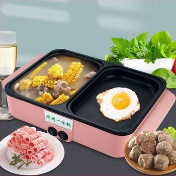 Koreai stílusú kettős hőmérséklet-szabályozású öblítő és sütőedény – elektromos hot pot és grill, ≤800W, 1–2 személyre, sütés/főzés/teppanyaki