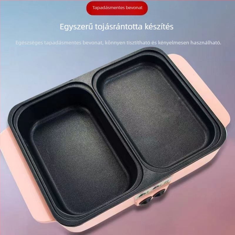 Koreai stílusú kettős hőmérséklet-szabályozású öblítő és sütőedény – elektromos hot pot és grill, ≤800W, 1–2 személyre, sütés/főzés/teppanyaki