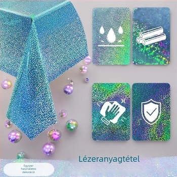 Egyszer használatos műanyag lézerasztalterítő - téglalap alakú, pöttyös minta, logónyomtatás elérhető, testre szabható