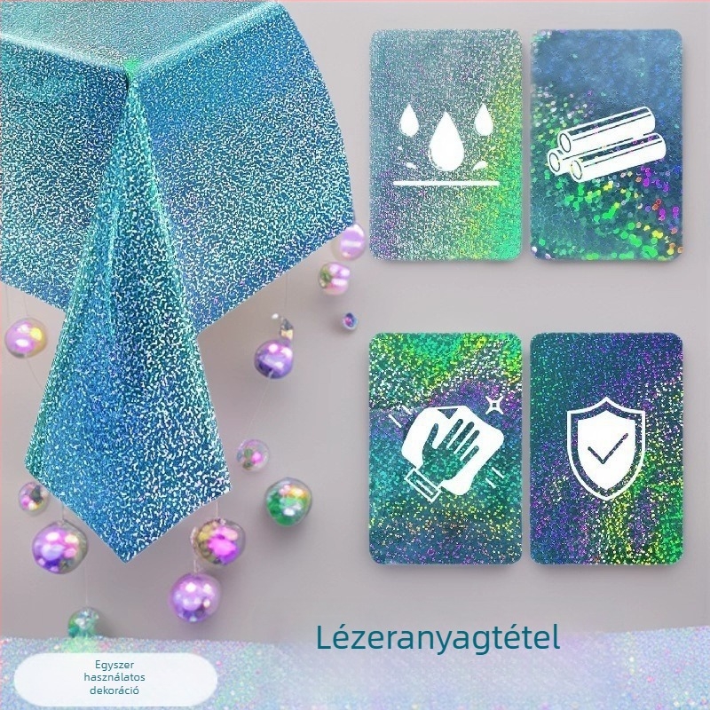 Egyszer használatos műanyag lézerasztalterítő - téglalap alakú, pöttyös minta, logónyomtatás elérhető, testre szabható