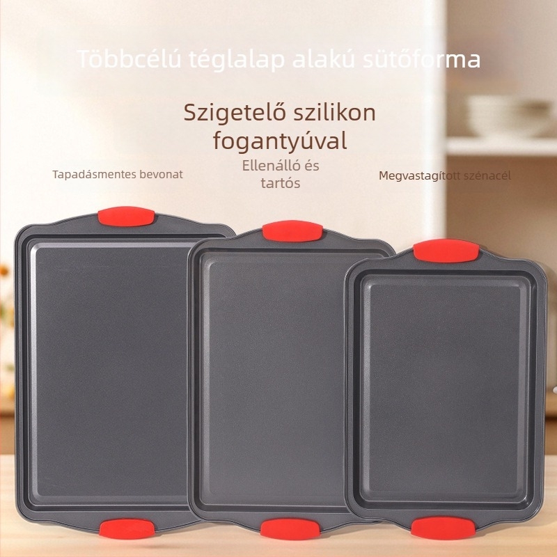 Nem tapadó szénacél sütő- és tortaforma, négyszögletes, magas hőmérséklethez, 500 g