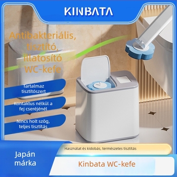 Kinbata egyszer használatos WC-kefés készlet sarok nélküli dizájnnal és cserélhető fejjel, modell A-023, műanyag, 30 darab egy dobozban