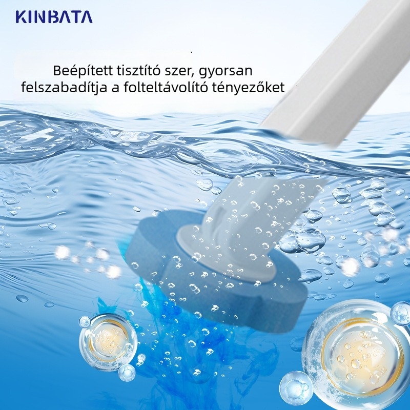 Kinbata egyszer használatos WC-kefés készlet sarok nélküli dizájnnal és cserélhető fejjel, modell A-023, műanyag, 30 darab egy dobozban