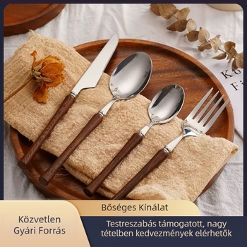 304 rozsdamentes acélból készült kés, villa és kanál készlet – tükörfényes felület – kézzel készített – retro stílus