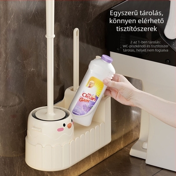WC-tisztító készlet, falra szerelhető, hosszú nyél, műanyag