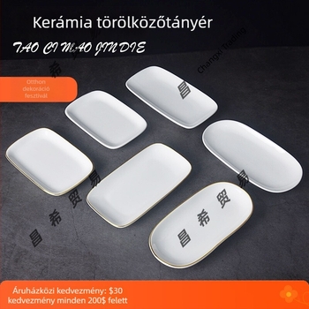 Porcelán törölköző- és szappantál, kör alakú, egyszínű minta, kínai stílus, ajándék kollégáknak
