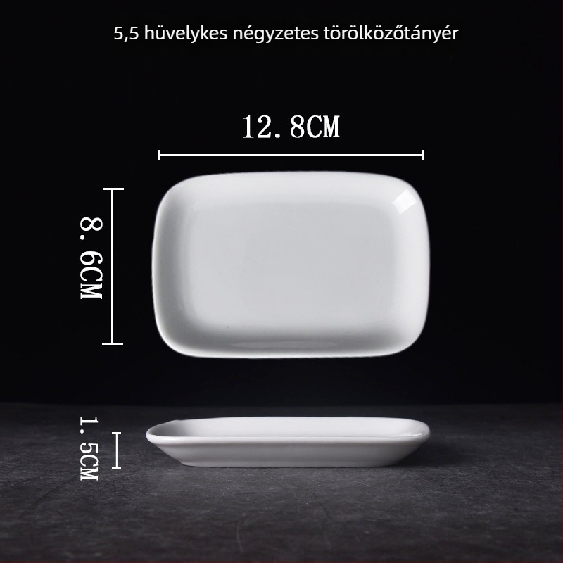 Porcelán törölköző- és szappantál, kör alakú, egyszínű minta, kínai stílus, ajándék kollégáknak