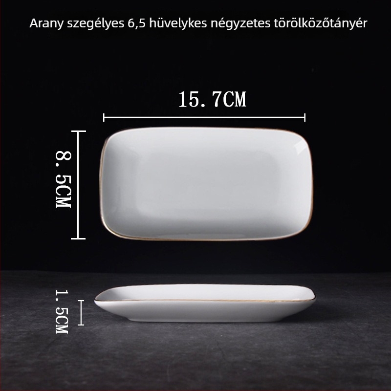 Porcelán törölköző- és szappantál, kör alakú, egyszínű minta, kínai stílus, ajándék kollégáknak