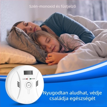 2-in-1 szén-monoxid- és füstérzékelő – falra szerelhető, vezeték nélküli okos szenzor, akár 30 m²-es lefedettség, 99,5% pontosság, DC 9V elem