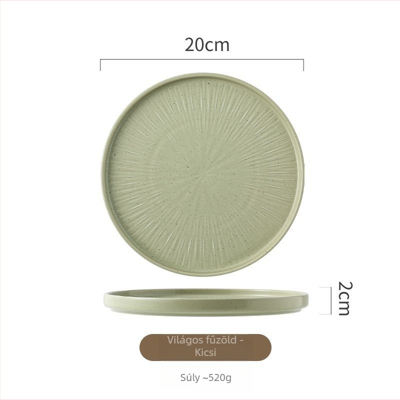Porcelán lapos tál, csíkos minta, kör alakú, japán stílus