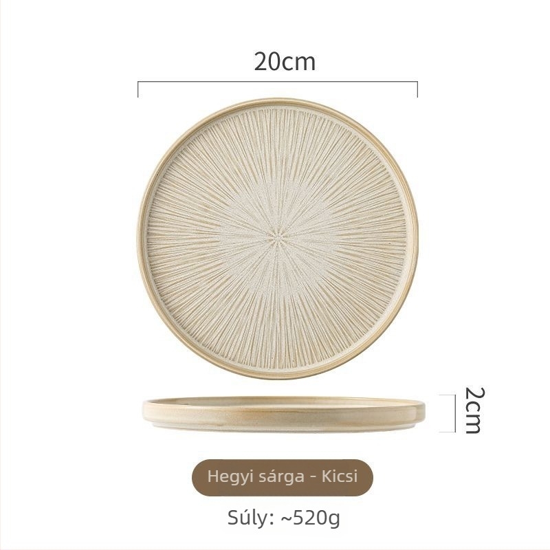 Porcelán lapos tál, csíkos minta, kör alakú, japán stílus