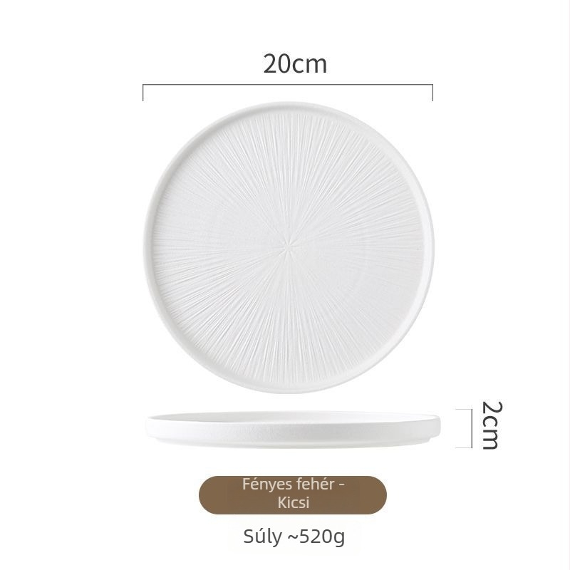 Porcelán lapos tál, csíkos minta, kör alakú, japán stílus