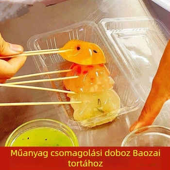 Bowl Cake csomagoló doboz – átlátszó műanyag, téglalap alakú fedéllel, standhoz, logó szitanyomással, testreszabás elérhető