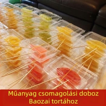 Bowl Cake csomagoló doboz – átlátszó műanyag, téglalap alakú fedéllel, standhoz, logó szitanyomással, testreszabás elérhető