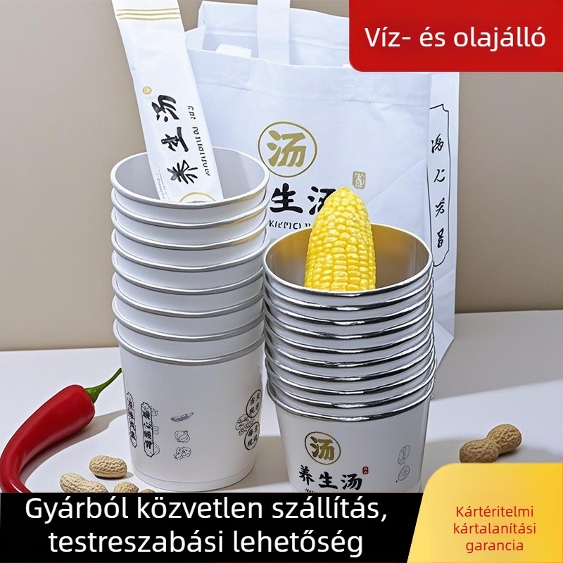 Egyszer használatos papírtál leveshez, vastagított és prémium dizájn, logó nyomtatás és testreszabás elérhető