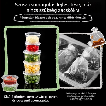 Eldobható átlátszó PET szósz tartó fedővel, csomagolt ételekhez, 1000 db