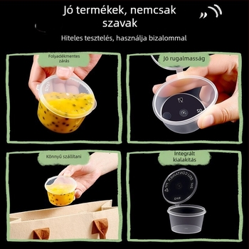 Eldobható átlátszó PET szósz tartó fedővel, csomagolt ételekhez, 1000 db
