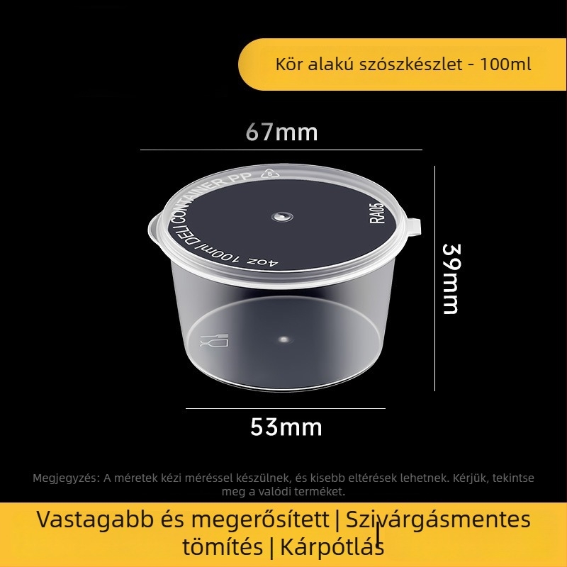 Eldobható átlátszó PET szósz tartó fedővel, csomagolt ételekhez, 1000 db