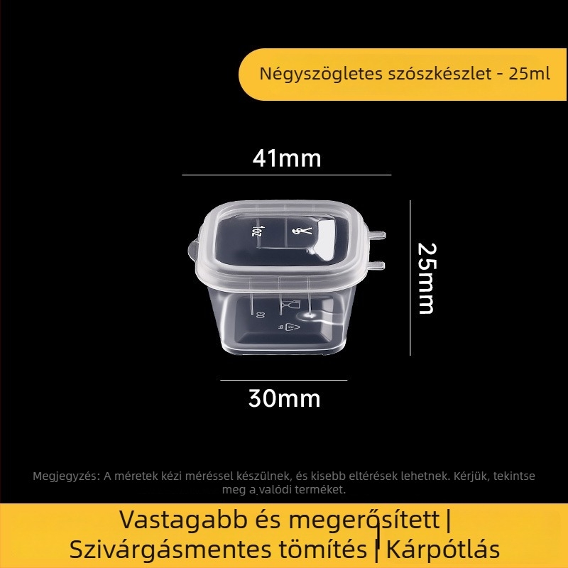 Eldobható átlátszó PET szósz tartó fedővel, csomagolt ételekhez, 1000 db