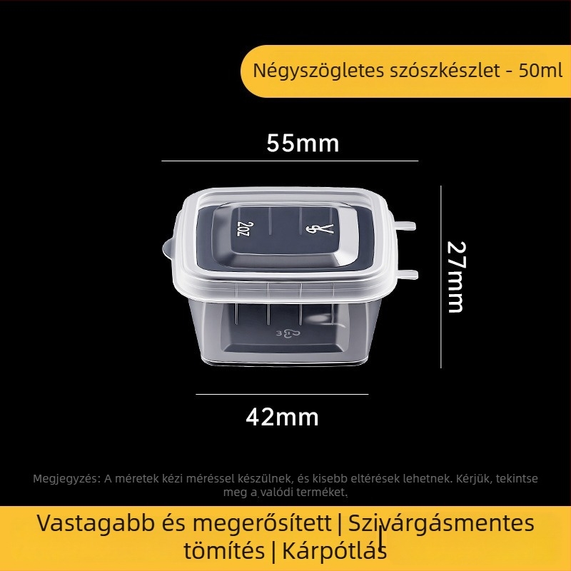 Eldobható átlátszó PET szósz tartó fedővel, csomagolt ételekhez, 1000 db