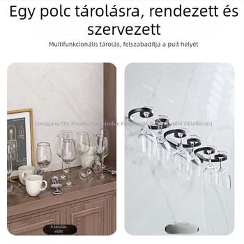 Fali tartó, fúrás nélküli, fejjel lefelé pohár-tartó, Nordic stílusú, Space alumíniumból, 1–3 rekesz