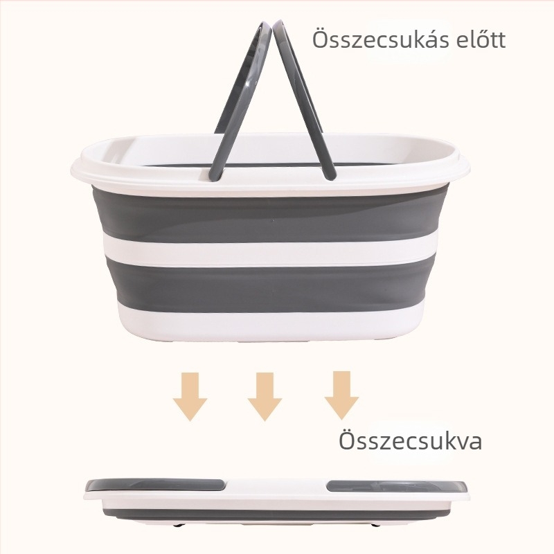 Összecsukható állatfürdő vödör kerékkel - műanyag, összecsukható kivitel, nagy kapacitás, Modell At1007527150, Márka Yiheng