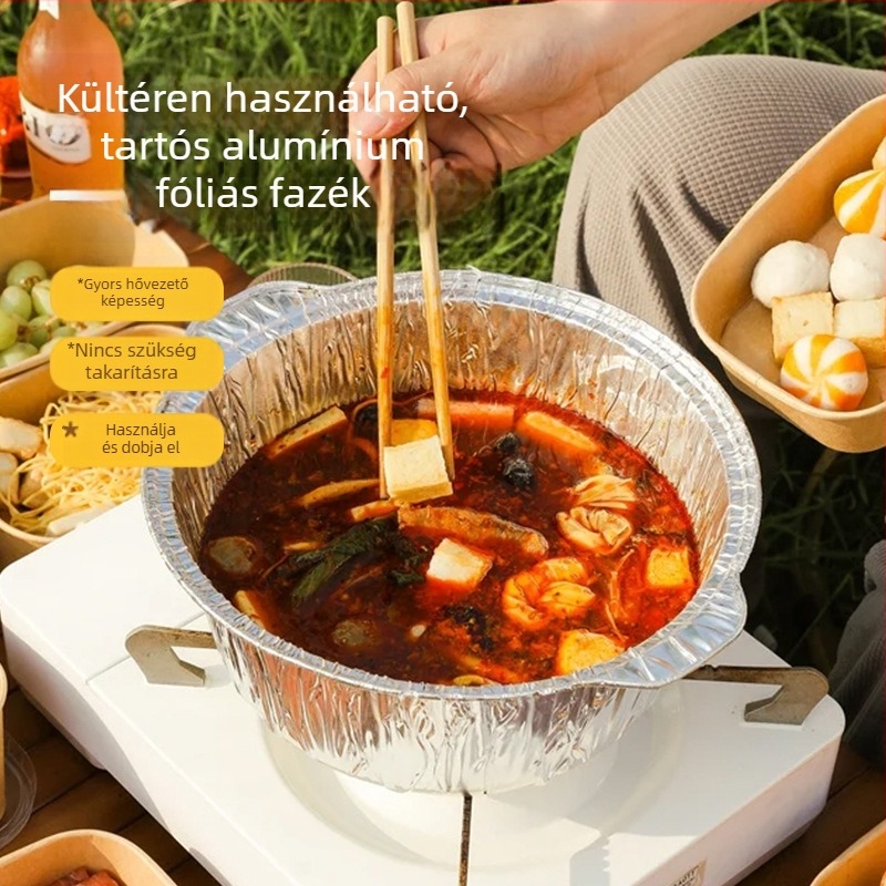 Egyszer használatos papírtál a kültéri BBQ-hoz – Anyag: Papír; Forma: Kör; Edény típusa: Tál; Mikrohullámú sütő: Nem; Csomagolás: Egy darab