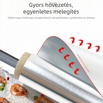 Alumíniumfóliás grillpapír - 12 µm vastagság, Mikrohullámú sütőben használható: Igen, Testreszabható: Igen)