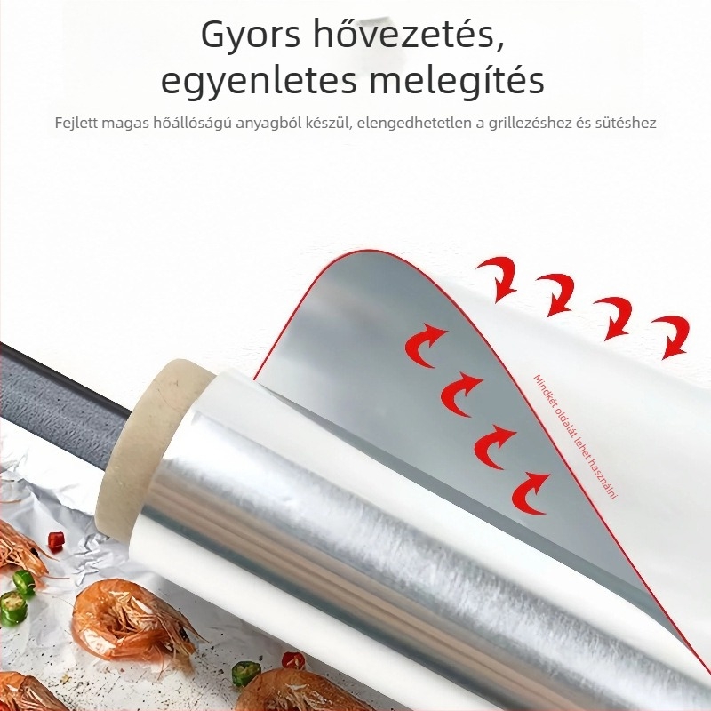 Alumíniumfóliás grillpapír - 12 µm vastagság, Mikrohullámú sütőben használható: Igen, Testreszabható: Igen)