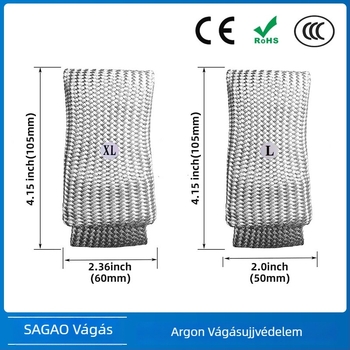 Üvegszálas ujjvédők TIG hegesztéshez – égésgátló, hőálló, alkalmasak ív argon és gázárnyékolt hegesztéshez; olvadáspont 1200–1800°C