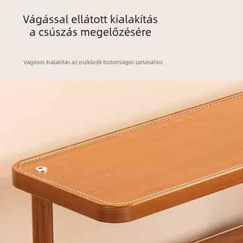 Asztali fa megjelenítő állvány fűszerekhez és teáscsészékhez, két szintű tároló, Nanzhu faanyag