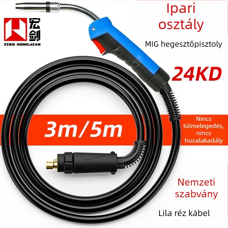 24KD Kétárnyékolt hegesztőpisztoly NBC300, CO2 gázárnyékolt hegesztés, 300–350 A, 3–5 m kábel