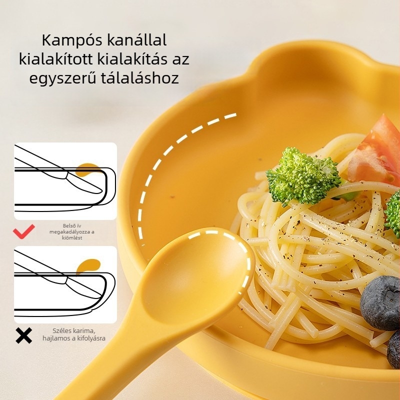 Gyerekeknek szánt ételtál szilikon szívóalappal, Joyncleon/jingqi, 12 hónaptól, aranyos stílus