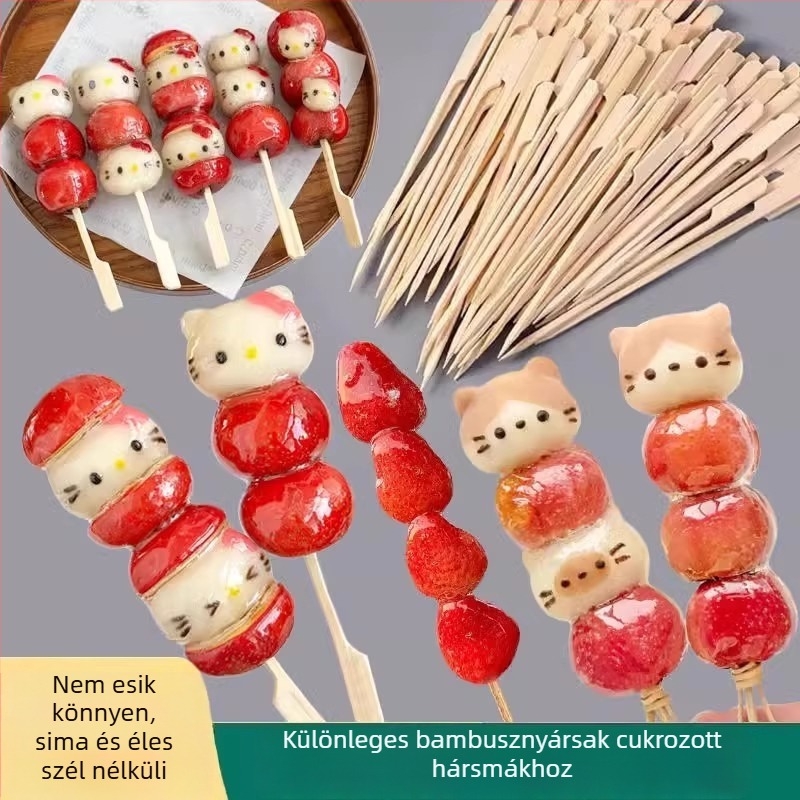Bambuszpálcikák kandírozott galagonya és odén – modern egyszerű stílus, egyszínű mintázat, kenderkerék felületkezelés, prémium minőség