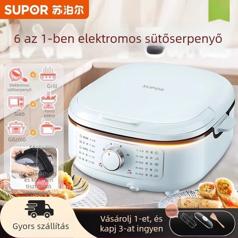 Supor JT2828R891 Elektromos palacsinta sütő kettős fűtéssel, levehető és mosható, mechanikus gombos vezérlés, 220V 50Hz 2200W