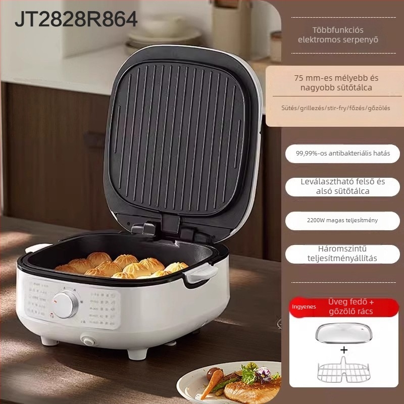Supor JT2828R891 Elektromos palacsinta sütő kettős fűtéssel, levehető és mosható, mechanikus gombos vezérlés, 220V 50Hz 2200W
