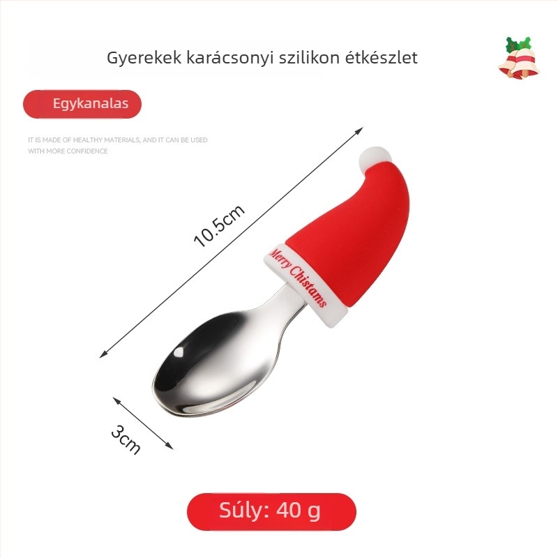 Szilikon baba etető készlet: 5-darabos tál beépített villával és kanállal, aranyos rajzfilmszerű stílus, 6 hónaptól ajánlott