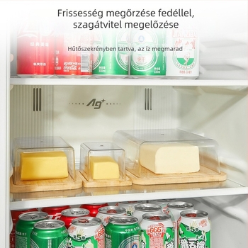 Hisuhito téglalap alakú sajt- és vajtál fedővel – bambusz+PET, frissesség megőrzés, testreszabható, 2024-ben bevezetve